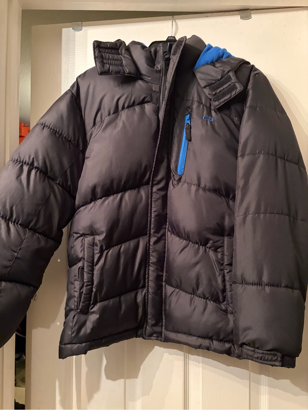 Kids Black Puffer Jacket with Blue Trim - Outdoor Warmth